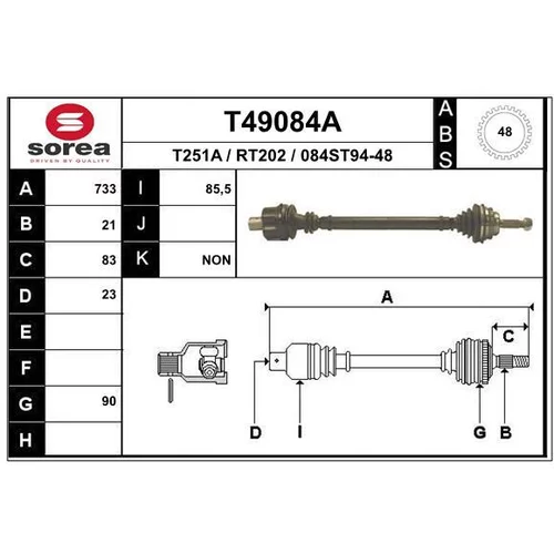 Hnací hriadeľ EAI T49084A