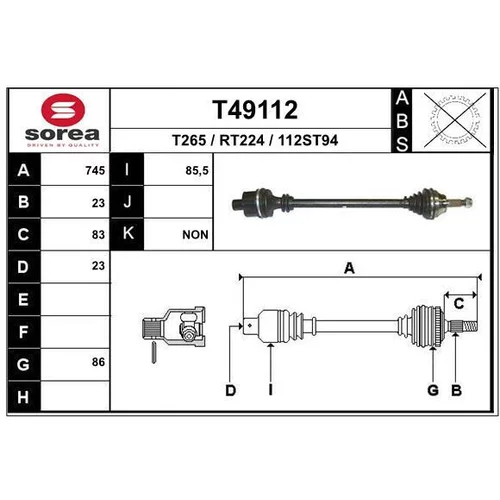 Hnací hriadeľ EAI T49112