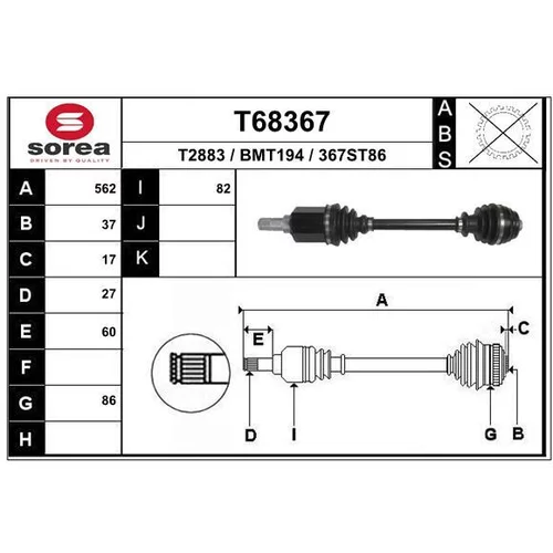 Hnací hriadeľ T68367 /EAI/