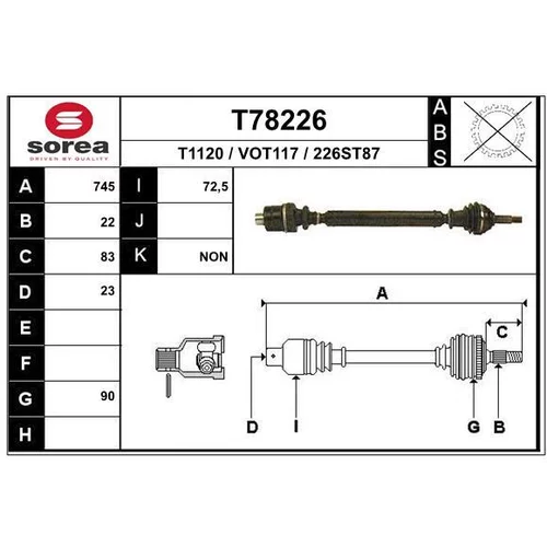 Hnací hriadeľ EAI T78226