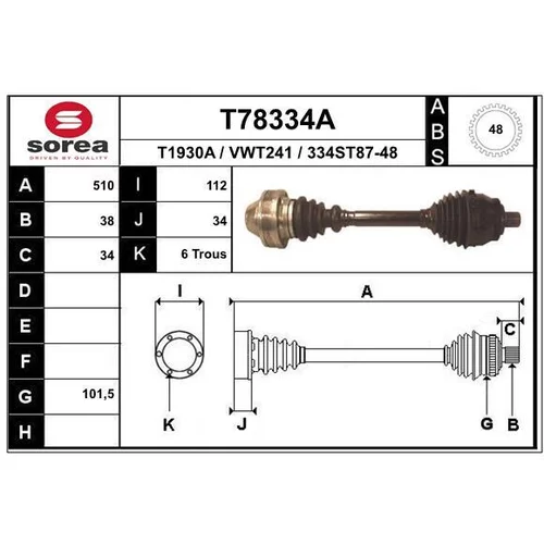 Hnací hriadeľ EAI T78334A