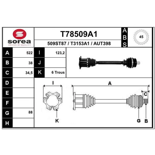 Hnací hriadeľ EAI T78509A1