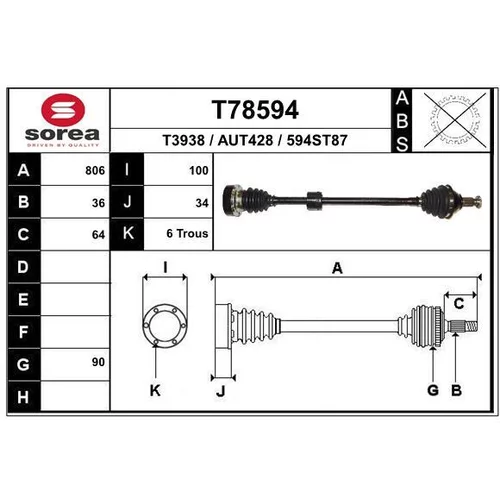 Hnací hriadeľ EAI T78594