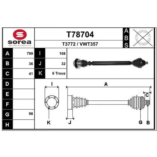 Hnací hriadeľ EAI T78704