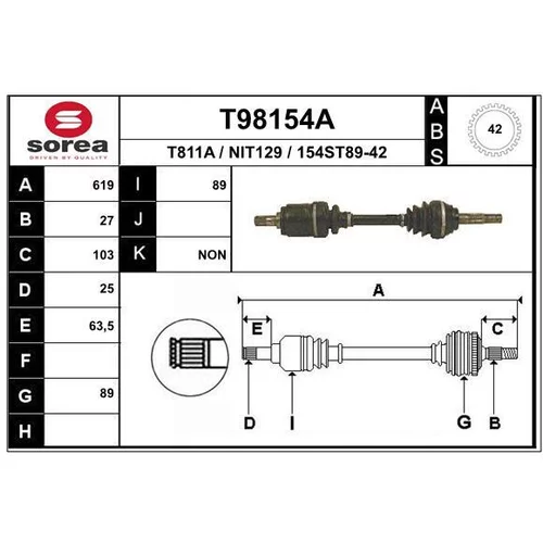 Hnací hriadeľ EAI T98154A