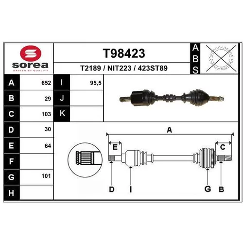 Hnací hriadeľ EAI T98423