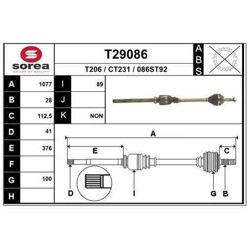 Hnací hriadeľ EAI T29086