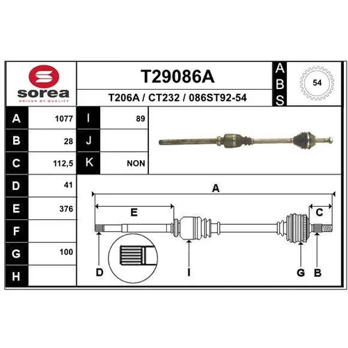 Hnací hriadeľ T29086A /EAI/