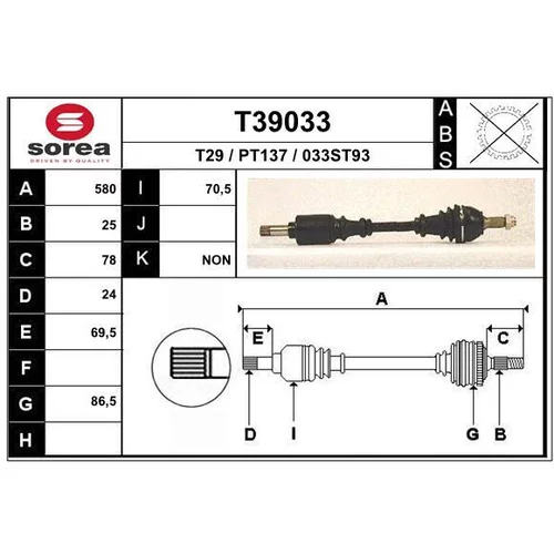 Hnací hriadeľ EAI T39033