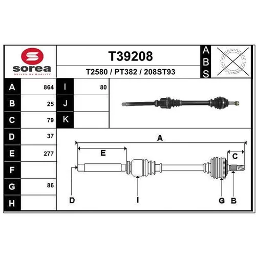 Hnací hriadeľ EAI T39208