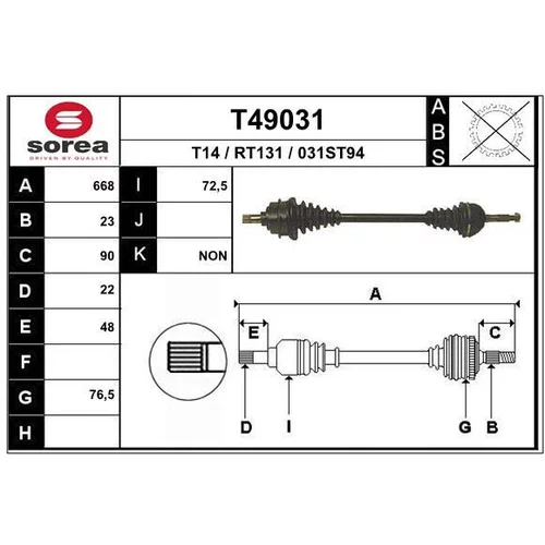 Hnací hriadeľ EAI T49031