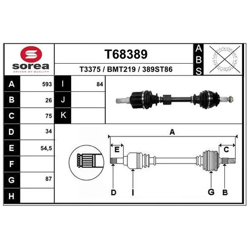 Hnací hriadeľ EAI T68389