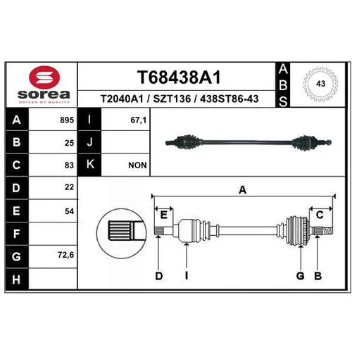 Hnací hriadeľ EAI T68438A1