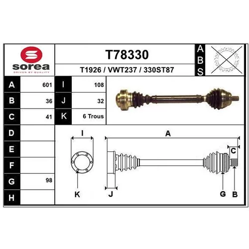 Hnací hriadeľ EAI T78330