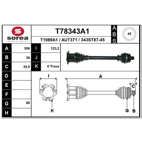 Hnací hriadeľ EAI T78343A1