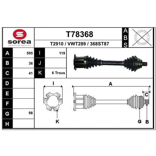 Hnací hriadeľ EAI T78368