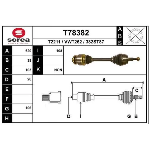 Hnací hriadeľ EAI T78382