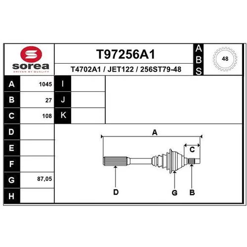 Hnací hriadeľ EAI T97256A1