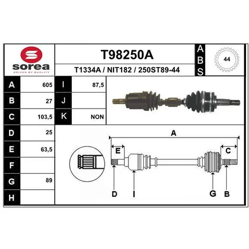 Hnací hriadeľ EAI T98250A