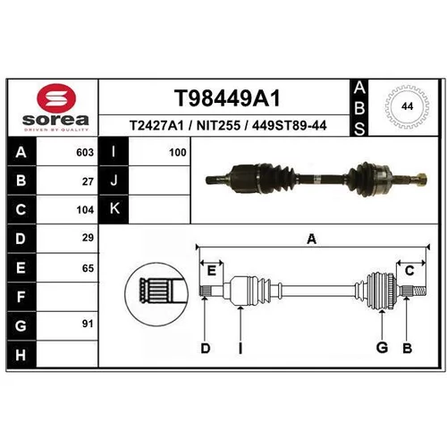 Hnací hriadeľ EAI T98449A1