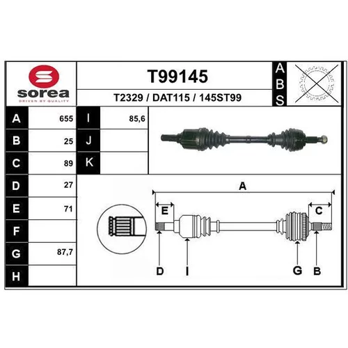 Hnací hriadeľ EAI T99145