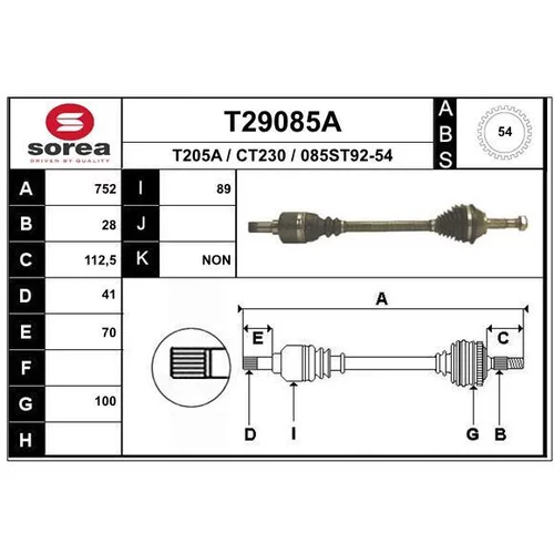 Hnací hriadeľ EAI T29085A