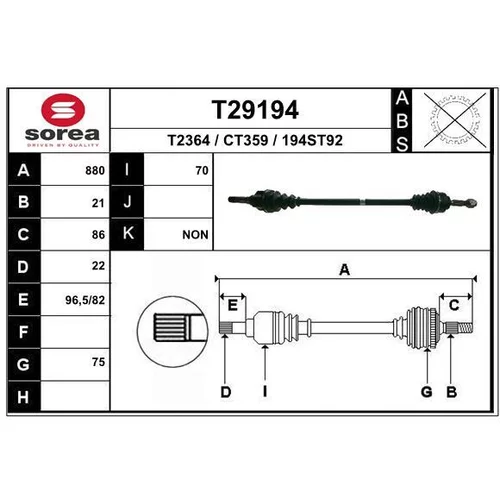 Hnací hriadeľ EAI T29194