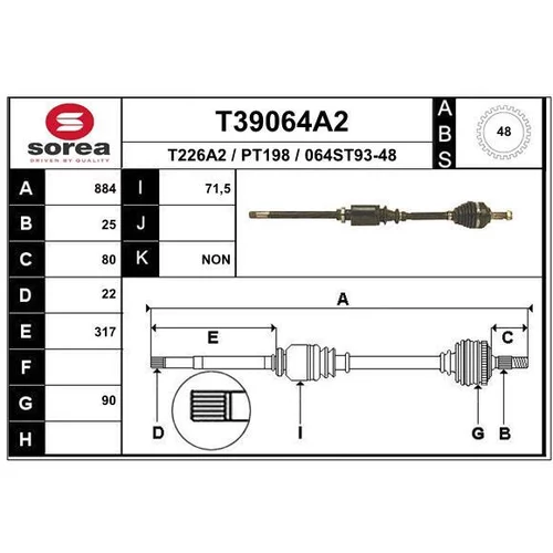Hnací hriadeľ EAI T39064A2