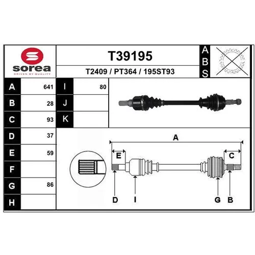 Hnací hriadeľ EAI T39195