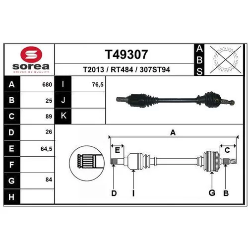 Hnací hriadeľ EAI T49307