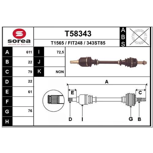 Hnací hriadeľ EAI T58343