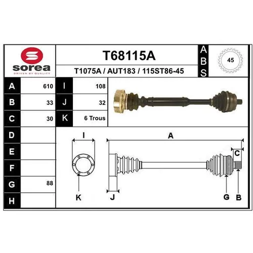 Hnací hriadeľ EAI T68115A