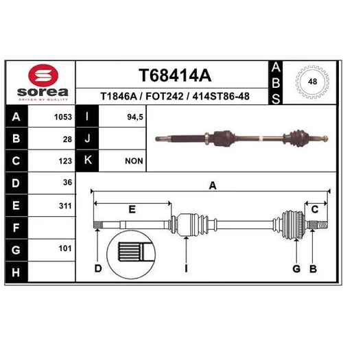 Hnací hriadeľ EAI T68414A