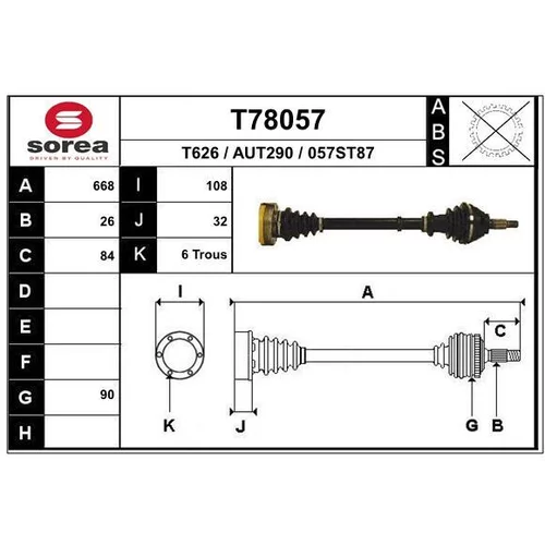 Hnací hriadeľ EAI T78057