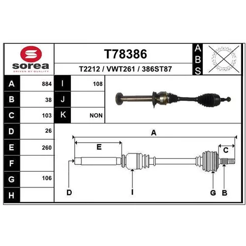 Hnací hriadeľ EAI T78386