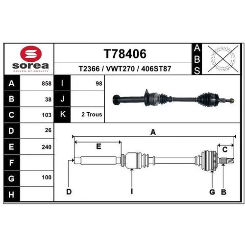 Hnací hriadeľ EAI T78406