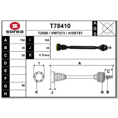 Hnací hriadeľ EAI T78410