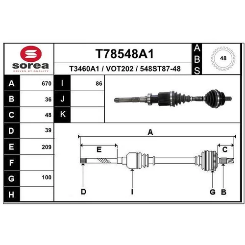 Hnací hriadeľ EAI T78548A1