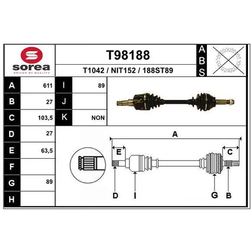 Hnací hriadeľ EAI T98188