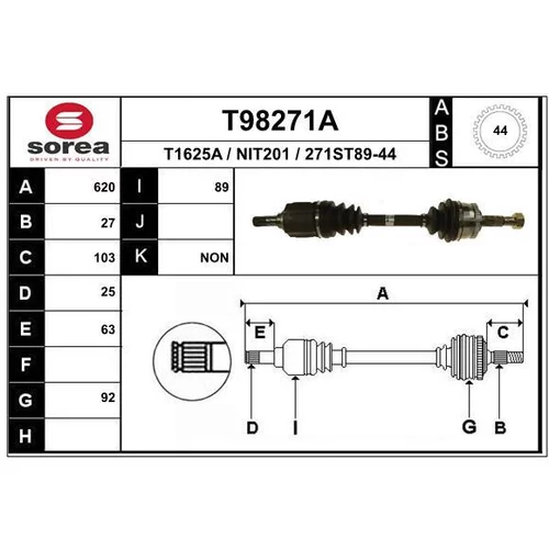 Hnací hriadeľ EAI T98271A