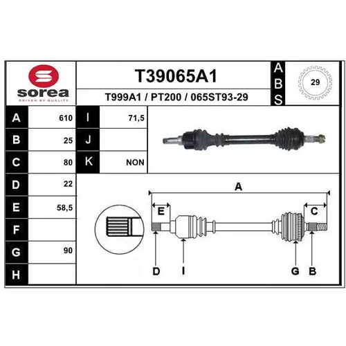 Hnací hriadeľ EAI T39065A1