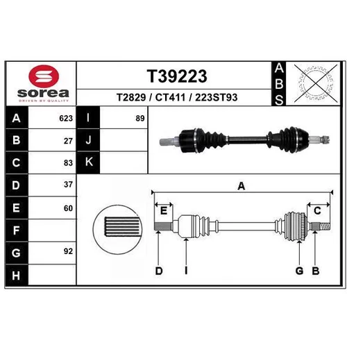 Hnací hriadeľ EAI T39223