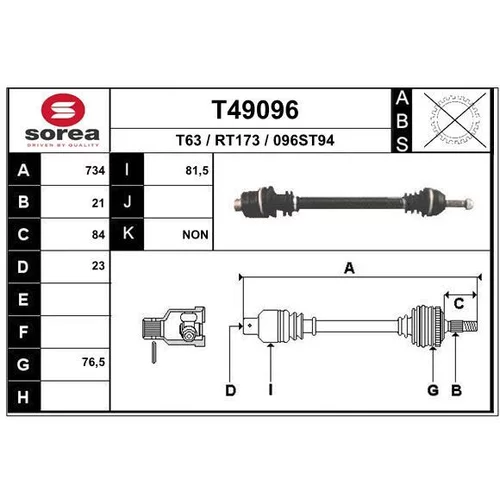 Hnací hriadeľ EAI T49096