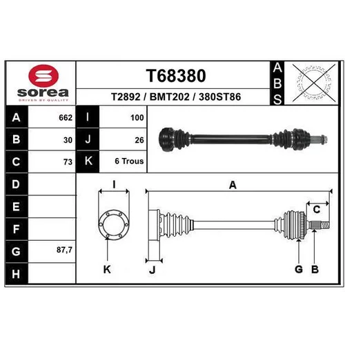 Hnací hriadeľ EAI T68380