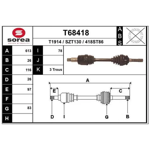 Hnací hriadeľ EAI T68418