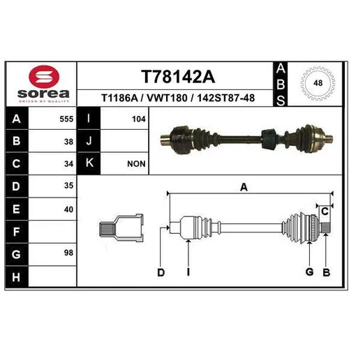 Hnací hriadeľ EAI T78142A