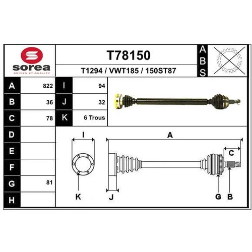 Hnací hriadeľ EAI T78150