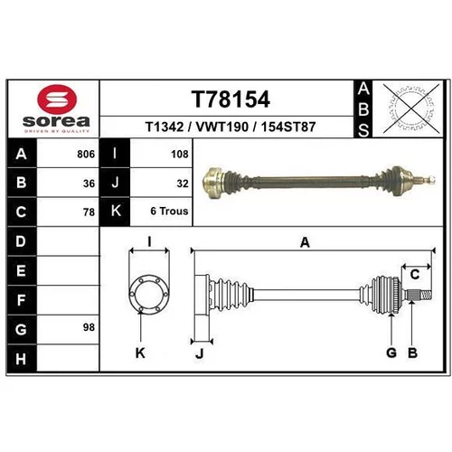 Hnací hriadeľ EAI T78154