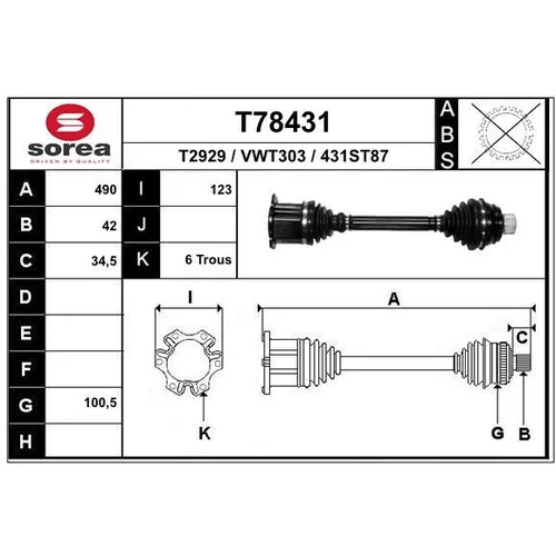 Hnací hriadeľ EAI T78431