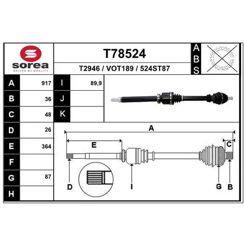 Hnací hriadeľ EAI T78524